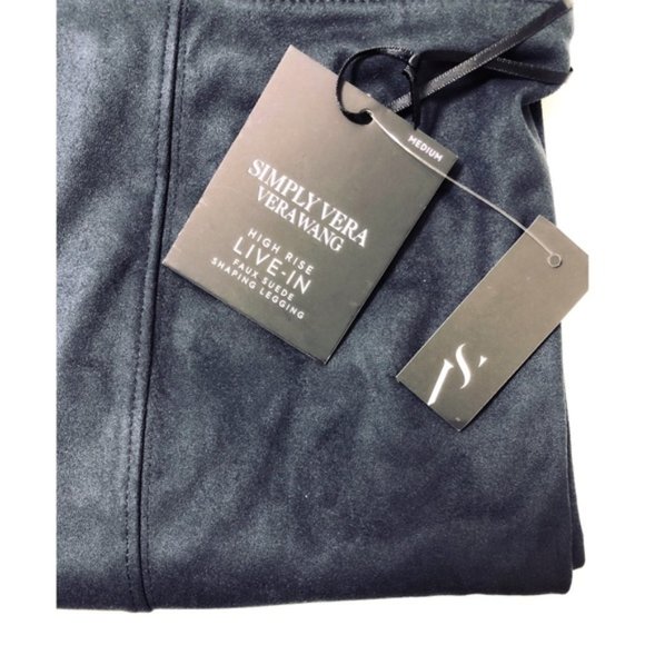 SOLD Simply Vera Wang Womens Black Faux Suede Leggings Sz M NWT - Picture 8 of 10